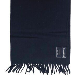 Vintage Burberry Solid Black Embroidered Prorsum Logo 100% Lambs Wool Scarves